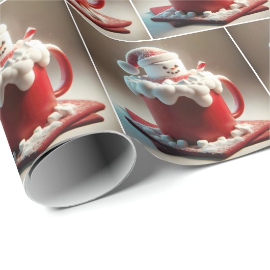 Marshmallow Snowman in heißer Schokolade Geschenkpapier (Rolleneckpunkt)