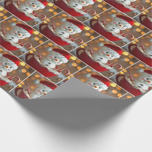 Marshmallow Snowman in heißer Schokolade Geschenkpapier (Ecke)