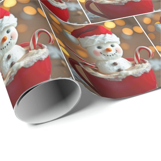 Marshmallow Snowman in heißer Schokolade Geschenkpapier (Rolleneckpunkt)