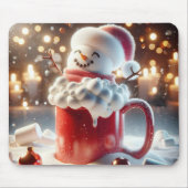 Marshmallow Snowman in heißer Schokolade Mousepad (Vorne)