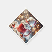 Marshmallow Snowman in heißer Schokolade Serviette (Ecke)