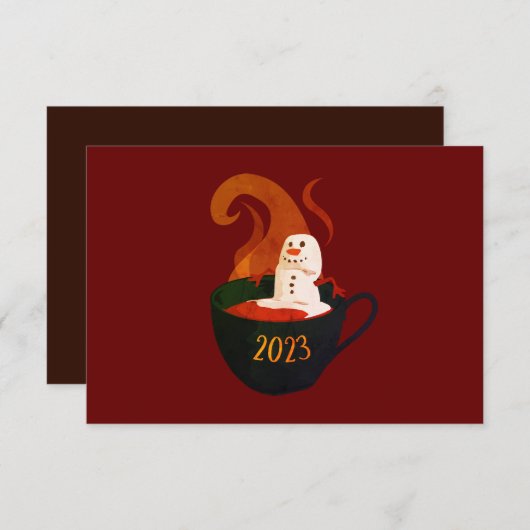 Marshmallow Snowman in Hot Cocoa Save The Date (Vorne/Hinten)