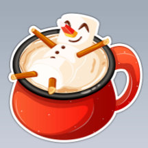 Marshmallow Snowman Relaxen in Hot Chocolate Tasse