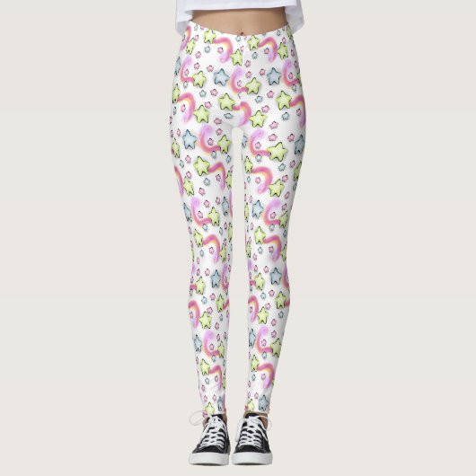 Marshmallow Star Kawaii Pastel Leggings (Vorderseite)