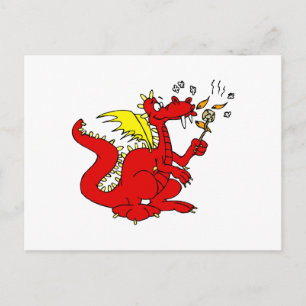 Marshmallow Toasting Dragon Postkarte