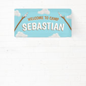 Marshmallows Blue Welcome Camping Geburtstagsparty Banner (InSitu)