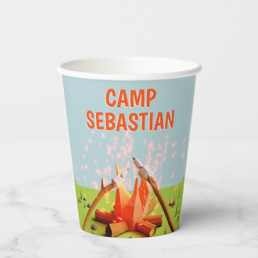 Marshmallows Campfire Outdoor Adventure Pappbecher (Rückseite)