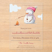 Marshmallows Hot Chocolate Snowman Holiday Acryleinladungen (Vorderseite)