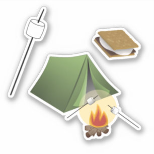 Marshmallows über Campfire geröstet Aufkleber