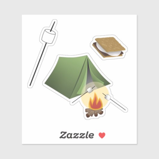 Marshmallows über Campfire geröstet Aufkleber (Blatt)