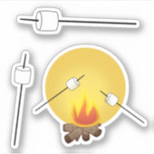 Marshmallows über dem Lagerfeuer rösten Aufkleber (Vorderseite)