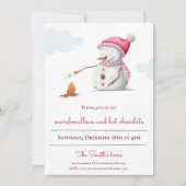 Marshmallows und Hot Chocolate Snowman Holiday Einladung (Vorderseite)
