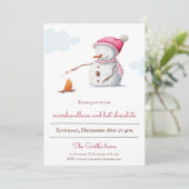 Marshmallows und Hot Chocolate Snowman Holiday Einladung (Stehend Vorderseite)