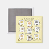 MARSHmeowLOWS Whimsical Wordplay Cat Marshmallows Magnet (Vorderseite/Rückseite)