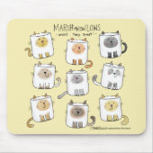 MARSHmeowLOWS Whimsical Wordplay Cat Marshmallows Mousepad (Vorne)