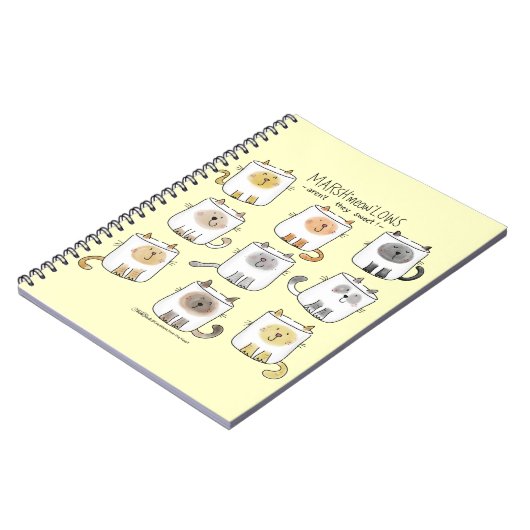 MARSHmeowLOWS Whimsical Wordplay Cat Marshmallows Notizblock (Linke Seite)