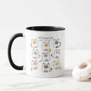 MARSHmeowLOWS Whimsical Wordplay Cat Marshmallows Tasse