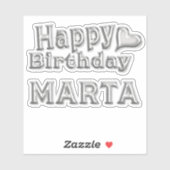 Marta Happy Birthday silver Aufkleber Sticker (Blatt)