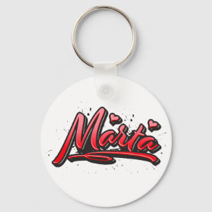 Marta red Heart Graffiti Ō Schlüsselanhänger