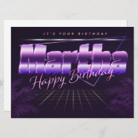 Martha Name Vorname lila retro Karte Geburtstag