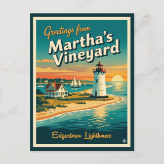 Martha’s Vineyard MA, Edgartown Leuchtturm Postkarte