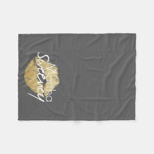 Martha Sweeney Gold Lips Fleece Blanket (Vorderseite (Horizontal))