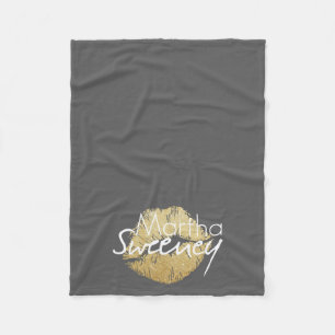 Martha Sweeney Gold Lips Fleece Blanket
