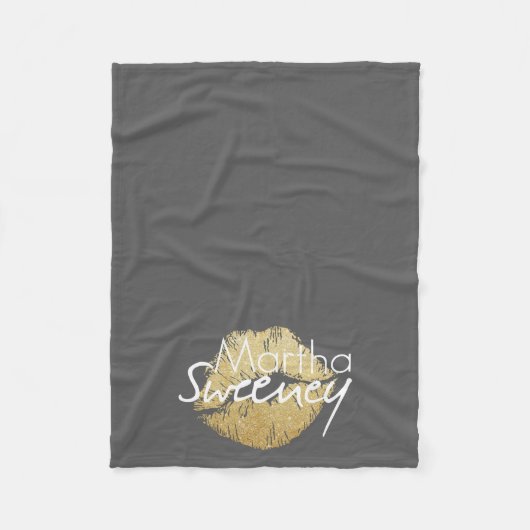 Martha Sweeney Gold Lips Fleece Blanket (Vorderseite)