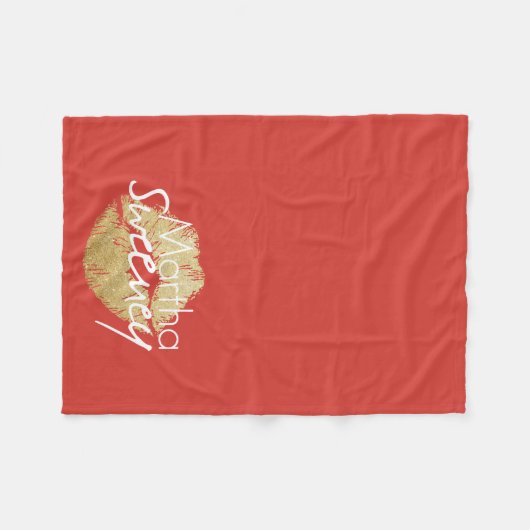 Martha Sweeney Gold Lips Fleece Blanket (Vorderseite (Horizontal))