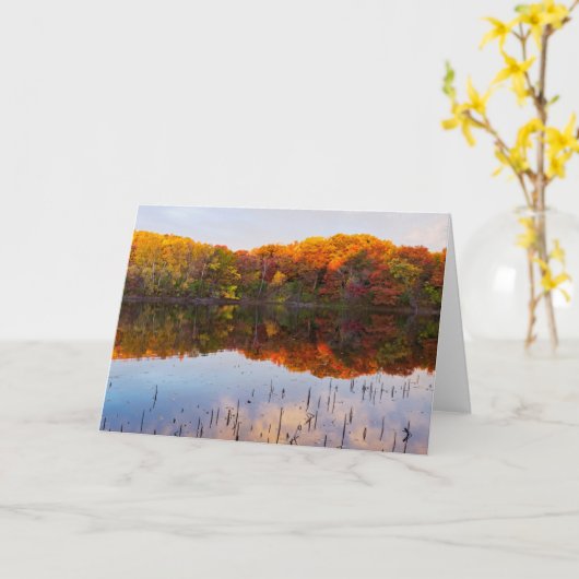 Marthaler Park Herbst und Teich Grußkarte Karte (Gelbe Blume)