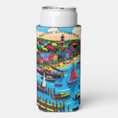 Martha's Vineyard | Abstrakte Kunst Selters Dosenkühler (Seltzer Rückseite)