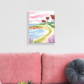 Martha's Vineyard | Aquarellfarbene Strandpfade Leinwanddruck (Insitu (Wohnzimmer))