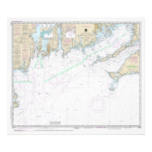 Martha's Vineyard blockiert Island Nautical Chart Fotodruck (Vorne)