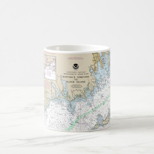 Martha's Vineyard blockiert Island Nautical Chart Kaffeetasse (Mittel)