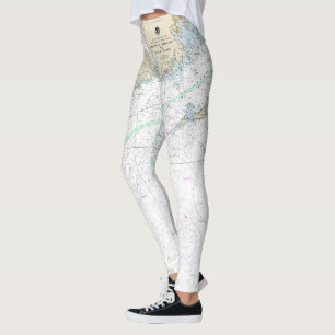 Martha's Vineyard blockiert Island Nautical Chart Leggings
