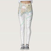 Martha's Vineyard blockiert Island Nautical Chart Leggings (Vorderseite)