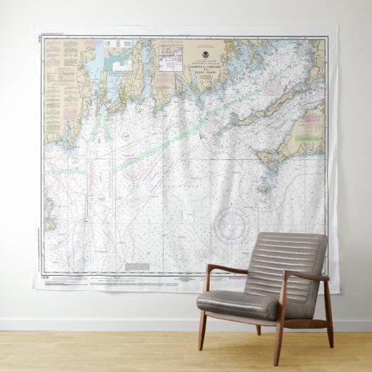 Martha's Vineyard blockiert Island Nautical Chart Wandteppich (Beispiel (Horizontal))