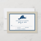Marthas Vineyard Blue Map | Hochzeit RSVP (Vorderseite)