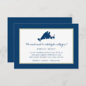 Marthas Vineyard Blue Map mit RSVP für Herz-Hochze (Vorne/Hinten)