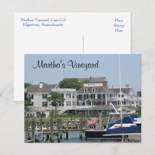 Martha's Vineyard Cape Cod, Edgartown MA Post Card Postkarte (Vorne/Hinten)