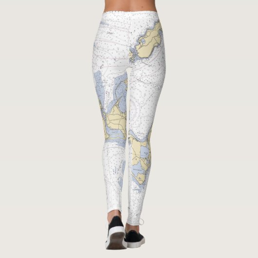 Martha's Vineyard Cape Cod MA Nautical Chart Leggings (Rückseite)