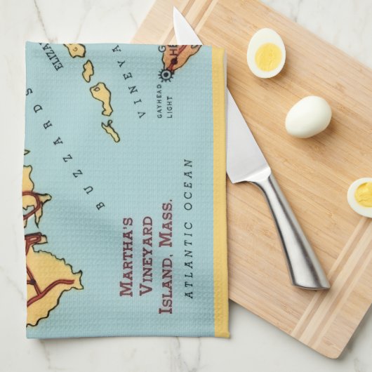 Martha's Vineyard Coast Map  Geschirrtuch (Viertel Falte)