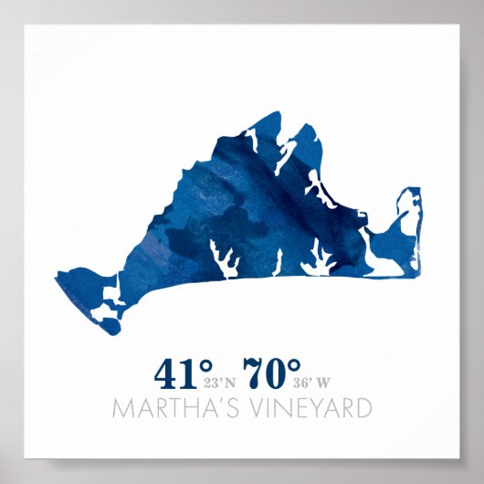 Martha's Vineyard Coordinates Poster (Vorne)
