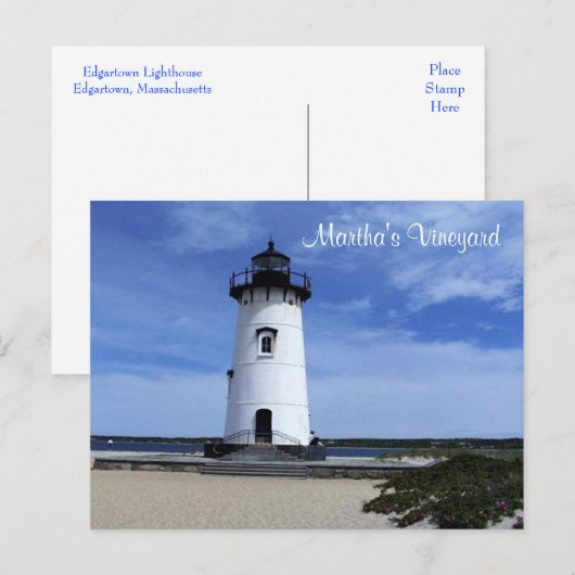 Martha's Vineyard Edgartown Lighthouse Post Card Postkarte (Vorne/Hinten)