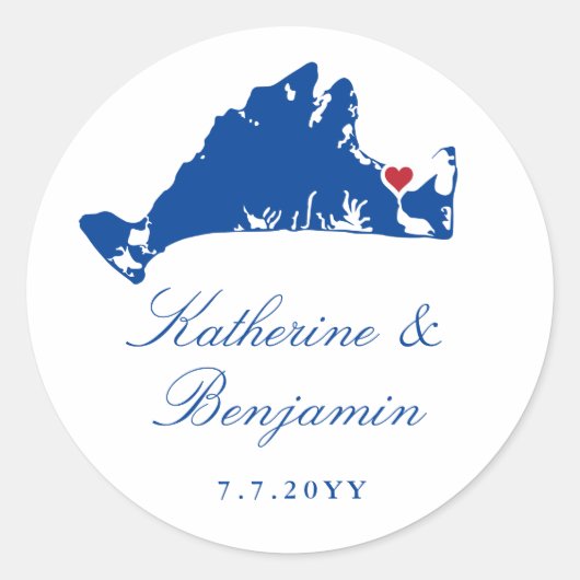 Martha's Vineyard Edgartown Navy Runder Aufkleber (Vorderseite)
