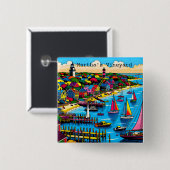 Martha's Vineyard | Farbige Abstrakte Kunst Button (Vorne & Hinten)