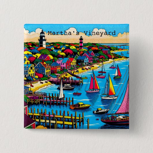 Martha's Vineyard | Farbige Abstrakte Kunst Button (Vorderseite)