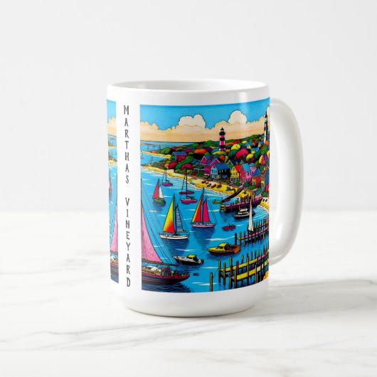 Martha's Vineyard | Farbige Abstrakte Kunst Kaffeetasse (VorderseiteRechts)
