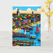 Martha's Vineyard | Farbige Abstrakte Kunst Karte (Gelbe Blume)