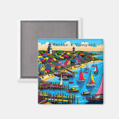 Martha's Vineyard | Farbige Abstrakte Kunst Magnet (Vorderseite/Rückseite)